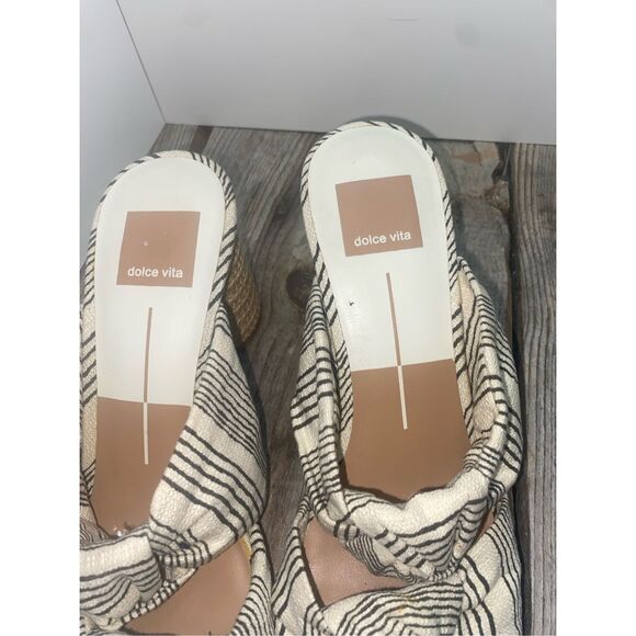Dolce Vita Striped Knot Sandals Women’s Size 8 Block Heel Slip On Summer Shoes - Picture 8 of 8